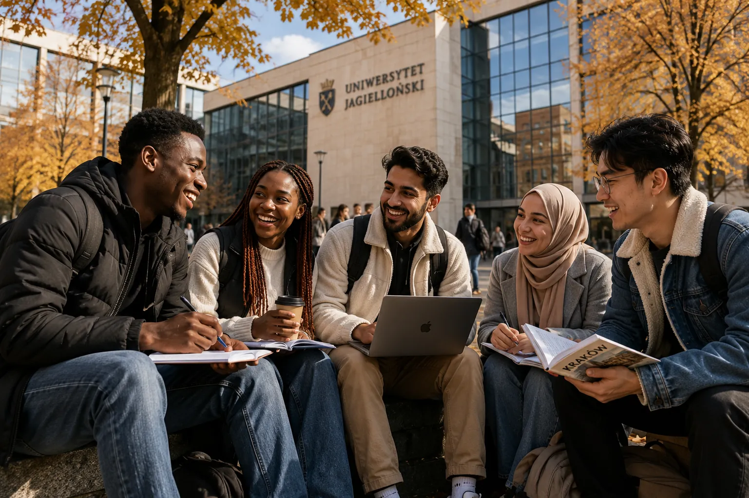 Étudiants internationaux sur un campus polonais